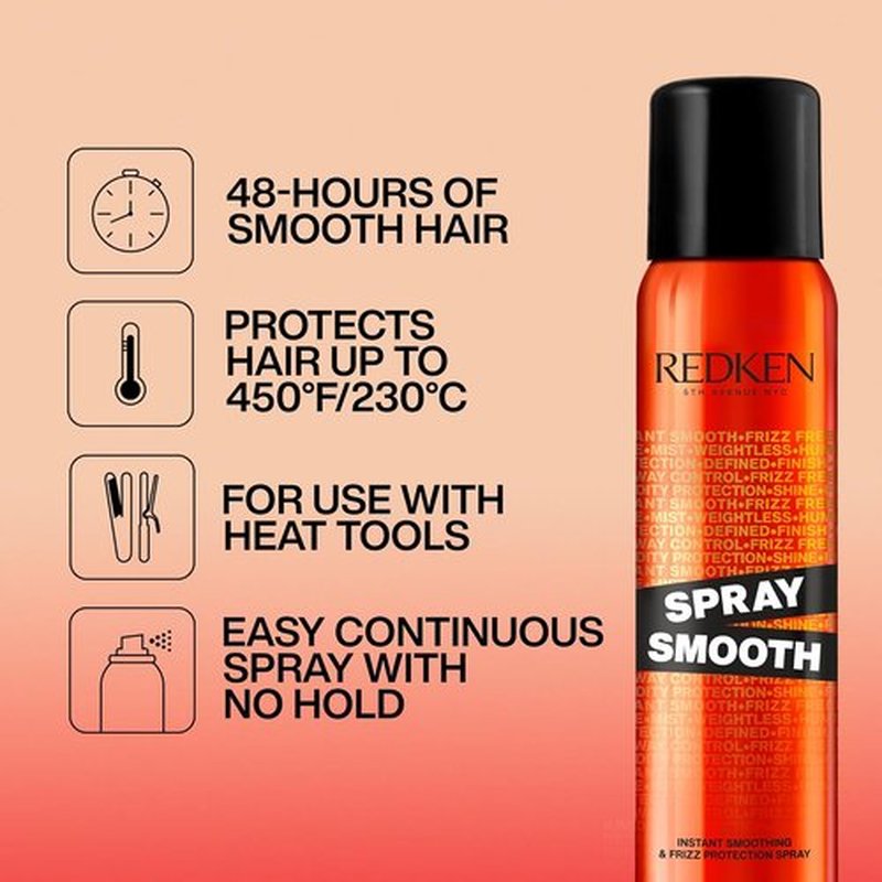 Redken Spray Smooth Anti-Frizz Hair Spray - Frizz Control & Heat Protection | Paraben, Sulfate & Silicone-Free