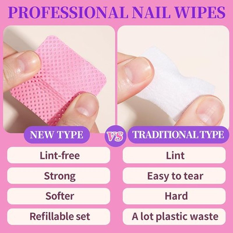FANDAMEI Lint-Free Nail Wipes - 740PCS Gel Nail Cleaning Pads for Perfect Nail Prep