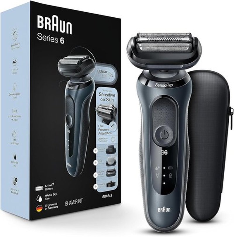 Braun Series 6 6046cs Electric Razor - Wet & Dry Cordless Foil Shaver with Trimmer & Travel Case, Black