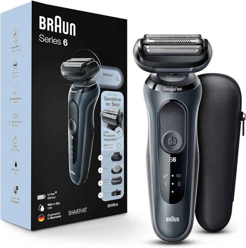 Braun Series 6 6046cs Electric Razor - Wet & Dry Cordless Foil Shaver with Travel Case & Trimmer | Black