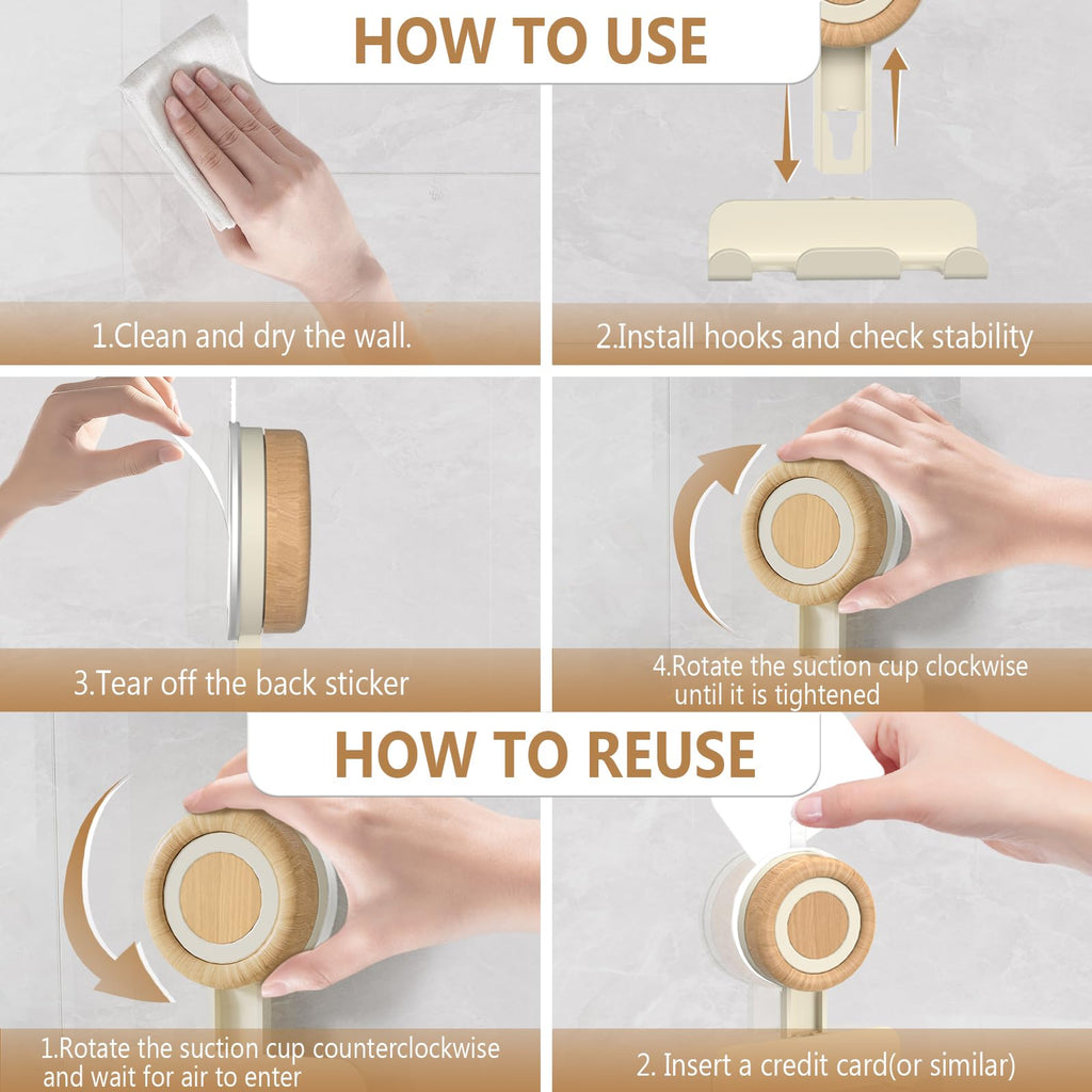 Cinola Razor Holder for Shower 1 Pack, Suction Cup Shaver Holder for Wall, Removable&Reusable Suction Cup Hooks for Bathroom, Damage-Free Suction Shower Hooks, Wall Mounted Razor Stand, Beige