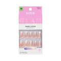 KISS GLAM Embellished Press On Nails, Dusk Mirage, Beige, Medium, Coffin, 32 Count