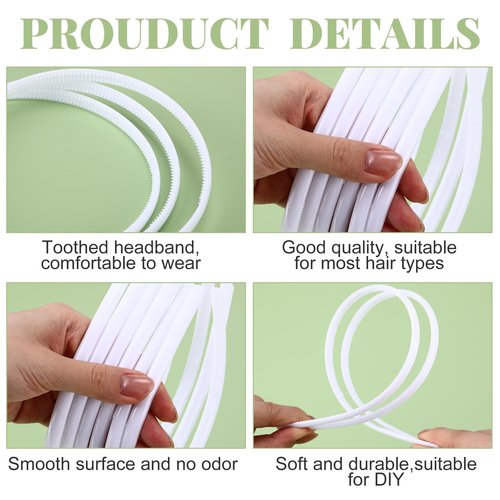 Shappy 40 Pcs 1cm White Plastic Headbands Thin Skinny Headbands for Women Plain DIY Hair Accessories Plastic Teeth Comb Hair Accessories