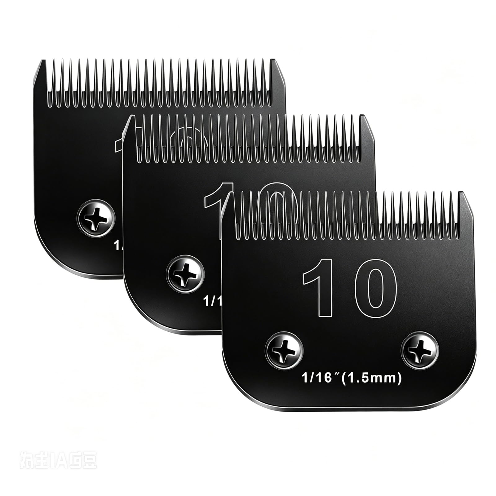 Audoc 10 Blades Dog Grooming Blades Compatible with Andis/Oster A5/Wahl KM-10 Series Dog Clippers,Detachable Clipper Replacement Blade,Black,Size 10 Blade 1/16" (10#/3PCS)