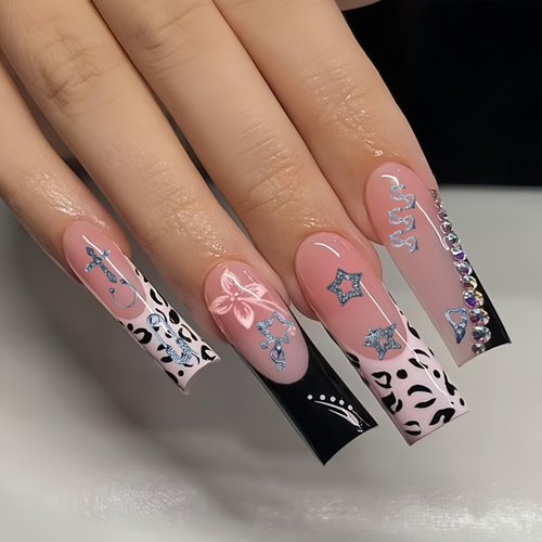 GAWRJ 104 Pcs Long Lasting Metal Alloy Nail Charms Kit, Perfect for Unique Nail Art Decorations, Including Silver Stars, Planets, Hollow Crosses & Gemstone Pins, Affordable and Detailed