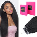 Lashey Micro Link Hair Extensions Human Hair Natural Black 18 Inch Kinky Straight Micro Beads 50g 50s Micro Loop Micro Ring Human Hair Invisible for Women