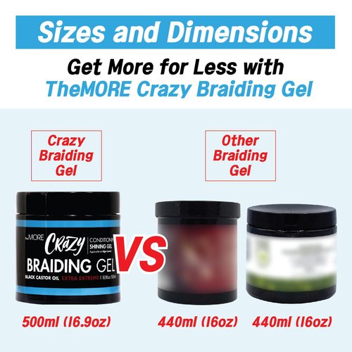 The MORE Styling, Braiding and Twisting Gel, Extra Extreme Hold for All Hair Types, 16.9 Fl Oz, Clear, Nourishes Scalp, Promotes Hair Growth