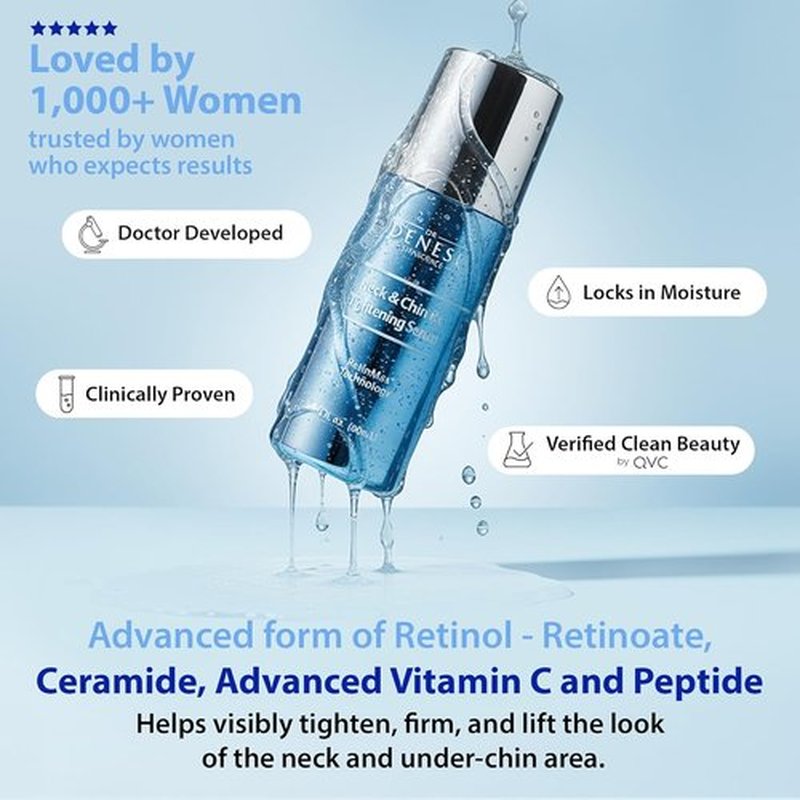 Dr. Denese Neck Firming Serum - Vitamin C & Peptide Roll-On 2 oz for Smooth, Radiant Skin | Enhances Elasticity & Definition