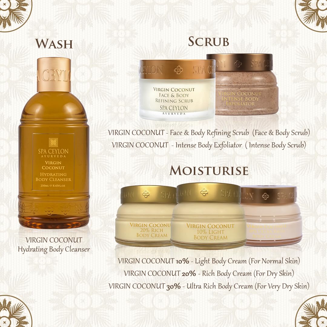 SPA CEYLON Virgin Coconut 10% Light Body Cream | Fast Absorbing | Hydrating | Skin Repair | Suitable for all skin types