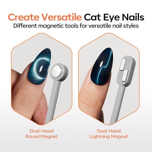 modelones Cat Eye Magnet Set, Heart Nail Art Tool Strong Magnetic Pen Double Head Round Magnets Stick Wand Diverse French Moon Floral Cateye Effect DIY Professional Manicure Gift for Women