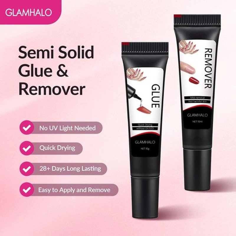 Skiennix Quick Dry Nail Glue Gel - Super Strong, Long Lasting, 10g with 10ml Remover for Press-On & Acrylic Nails