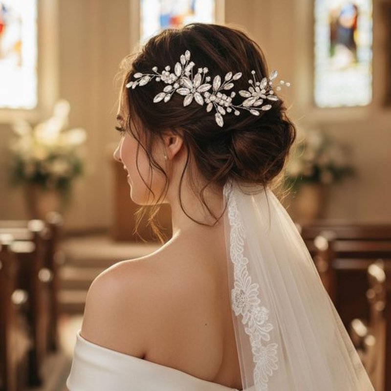 Lorealri Rhinestone Bridal Hair Combs Set - 3PCS Wedding Flower Crystal Pearl Hair Pins & Comb, Sparkling Elegant Accessories for Bride Bridesmaids Prom Formal Events