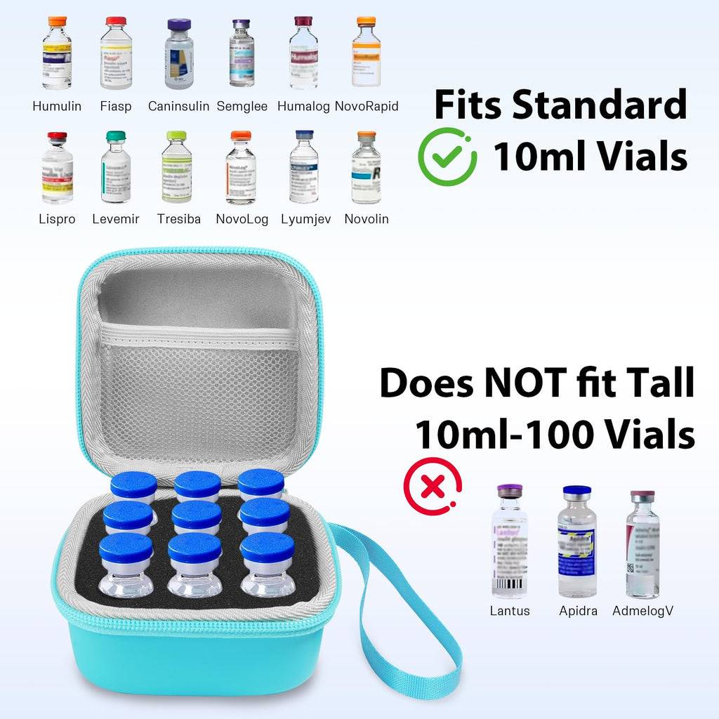 ZORETCO 9 Slots Insulin Peptide Vial Case Holder for Fridge Fits U-100 Vial