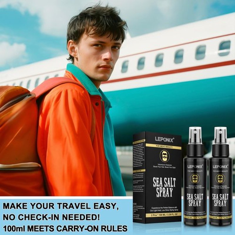 Sea Salt Spray for Men, Sea Salt Spray for Hair, Texturizing & Thickening With Kelp, Aloe Vera & Red Algae Extract, Adds Instant Volume & Light, Beach Waves Styling Product, Travel Hairspray 2x100ml