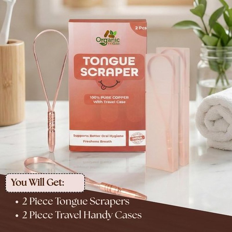 **Skiennix Tongue Scraper - 100% Copper for Bad Breath Relief | Multicolor Travel Cases Included**