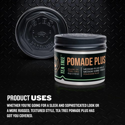 GIBS Tea Tree Pomade - Medium-Plus Hold & Shine | Clean Ingredients, Made in USA, 4 oz