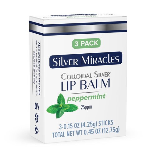 Silver Miracles Colloidal Silver Lip Balm - Nourishing Hydration - 3 Pack TUBE