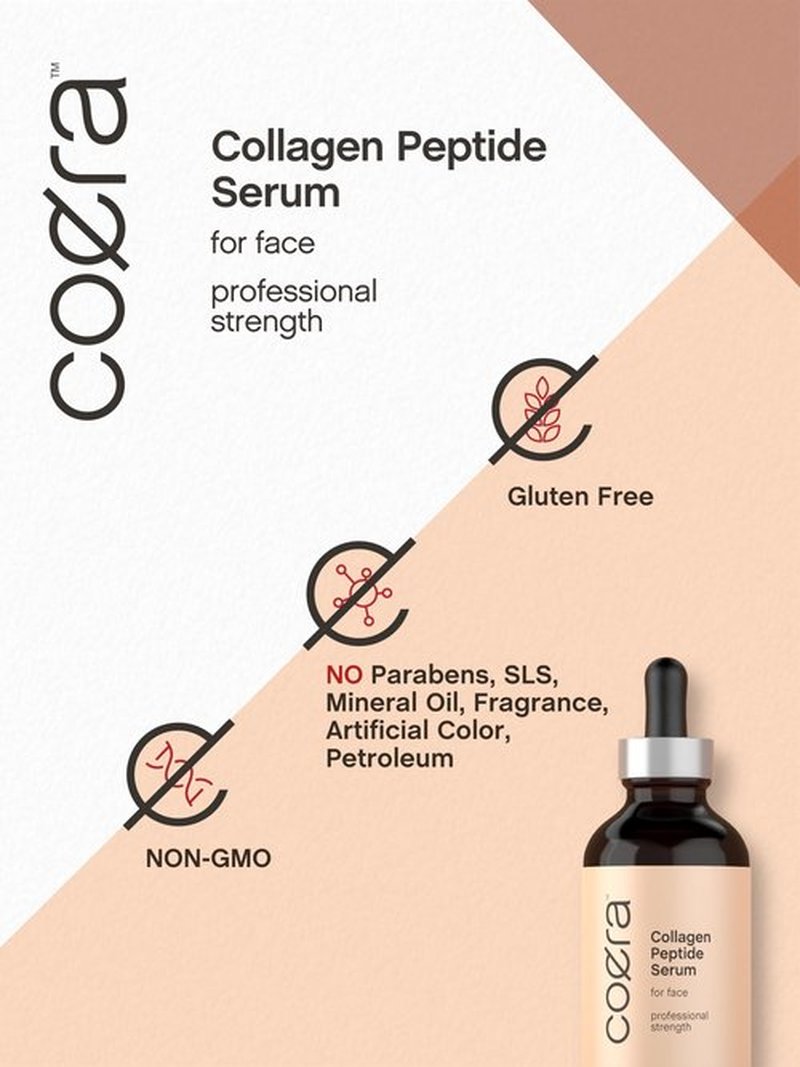 Coera Collagen Peptides | 4 fl oz | Face Serum with Verisol | Professional Strength Formula for Women | Free of Parabens, SLS, & Fragrances | Packaging May Vary