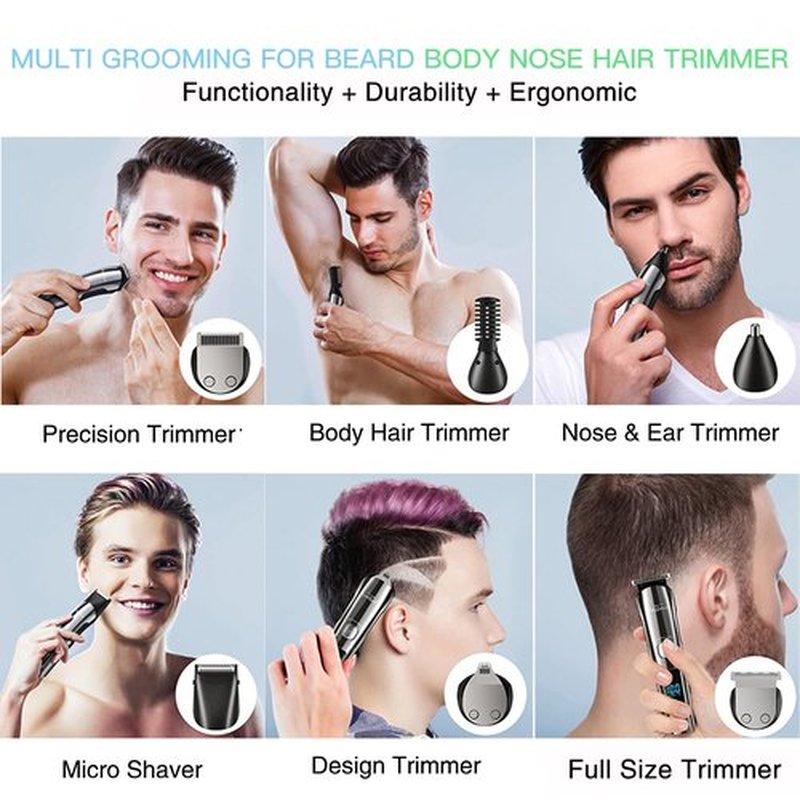 Brightup Beard Trimmer for Men with Travel Case- Electric Razor & Shaver, Cordless Hair Clippers Trimmers Set, IPX7 Waterproof Mens Grooming Kit for Face, Mustache, Body, Ear, Nose Hair Trimmer