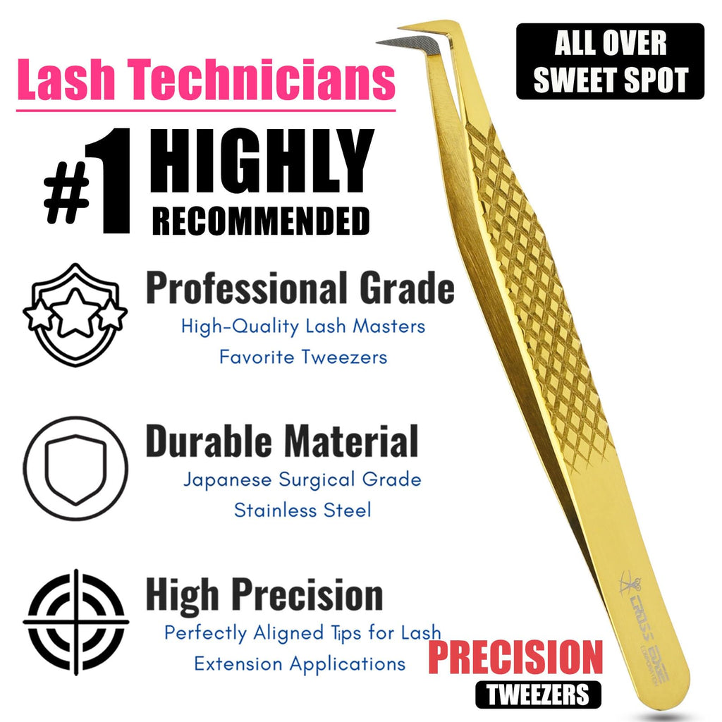My Lash Tools Fiber Tip Lash Tweezers for Eyelash Extension Curved 90 Degree Angle Boot Tweezer Best for Volume, Individual Isolation & Classic Lashes Stainless Steel Lash Supply (CEC-F08/04)