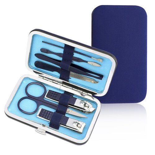 Manicure Kit Christmas Stocking Stuffers for Men, 7 Pcs Manicure and Pedicure Kit, Blue Nail Care Kit Christmas Gifts for Adults, Christmas Gifts for Teens Dad Husband Boyfriend Father