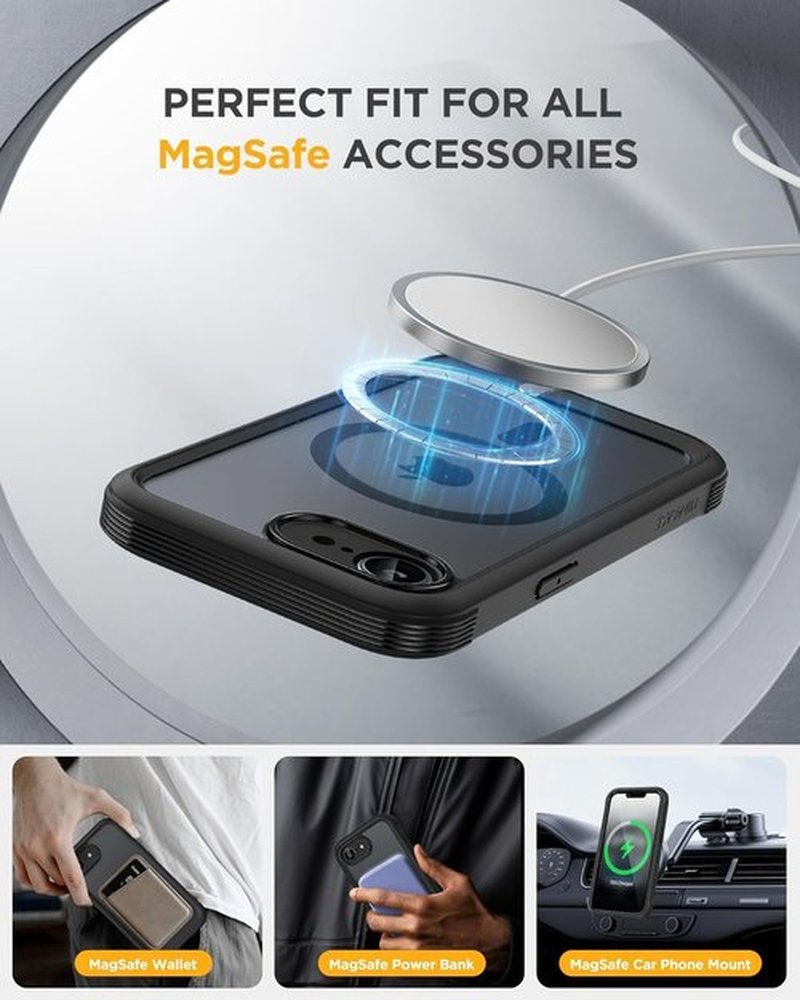 Miracase iPhone 17e & 16e Case - Full-Body Military Drop Proof Cover with Built-in Glass Protector | Black 6.1 Inch