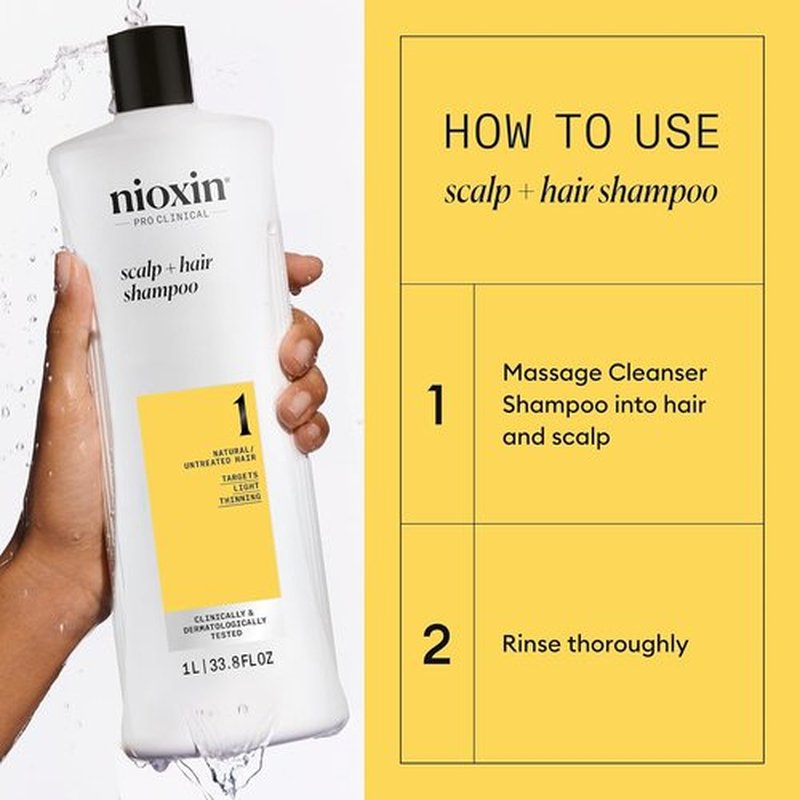 Nioxin Scalp + Hair Thickening Shampoo - Niacinamide & Biotin for Natural Hair | 33.8 Fl Oz