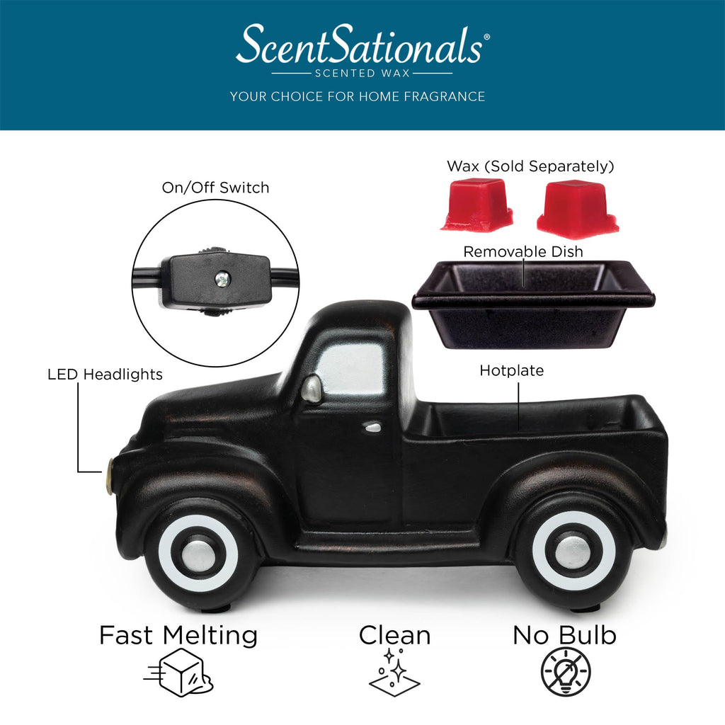 Scentsationals Wax Melt Warmer for Scented Melts - Truck Collection Black Truck - Candle Melter for Fragrance Cubes and Tarts