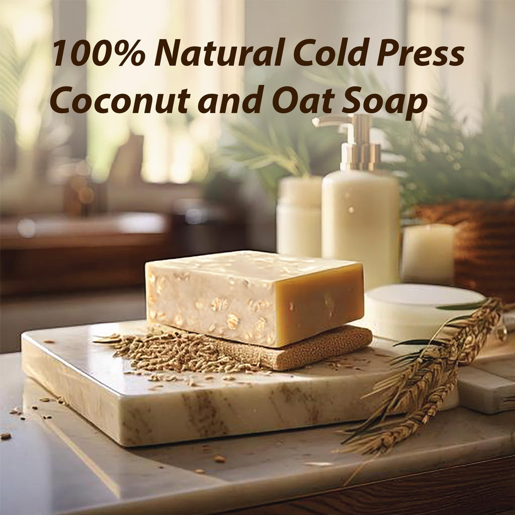 Natural Splash Body Care Natural Handmade Cold Press Bar Soap - Coconut and Oat – Aloe Vera and Vegetable Collagen - Soft Exfoliating Formula