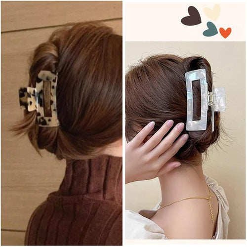 2 Pack Hair Claw Clips for Women Tortoise Shell Large Claw Hair Clips for Thin to Thick Hair Rectangle Hair Jaw clips