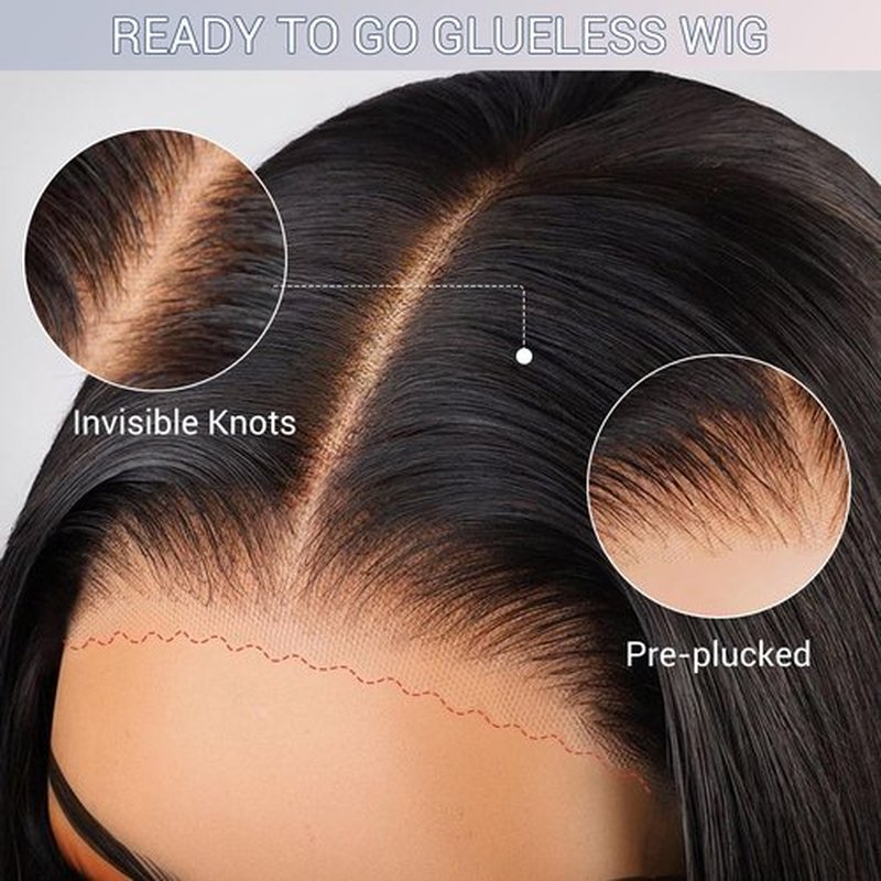 AHUFALU 30Inch Wear And Go Glueless Wigs Human Hair Pre Plucked Pre Cut Body Wave Closure Wig 9x6 Lace Front Wigs Human Hair 200% Density Glueless Loose Body Wave Wig For Women Natural Black