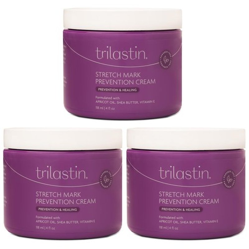TriLASTIN Stretch Mark Cream for Pregnancy – Hydrating Belly Cream for Pregnant Women- Shea Butter & Vitamin E, Paraben Free, No Added Fragrances - Maternity Body Lotion – 4 oz, 3 Pack