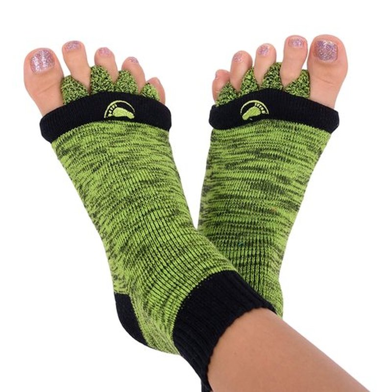 My Happy Feet Foot Alignment Socks with Toe Separators for Men or Women | Green and Black