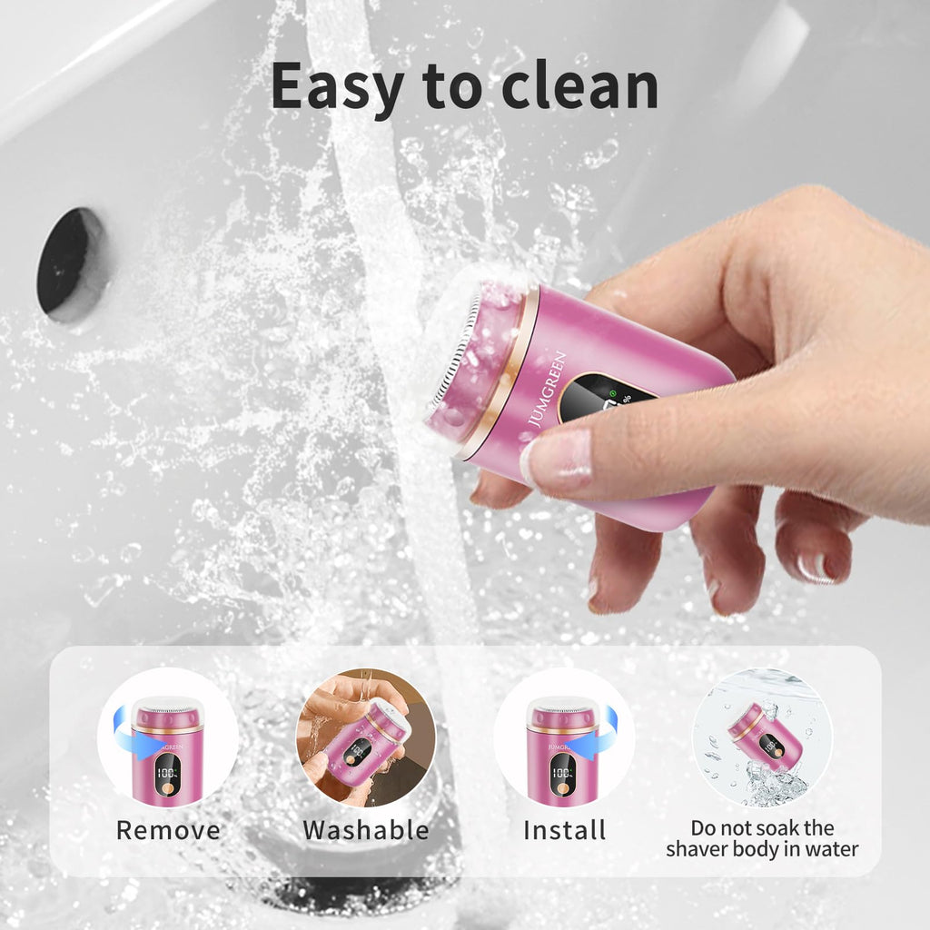 JUMGREEN Women's Portable Mini Electric Razor, Painless Rechargeable Shaver for Face, Legs, and Underarms – Compact & Travel-Friendly Design-MediumVioletRed