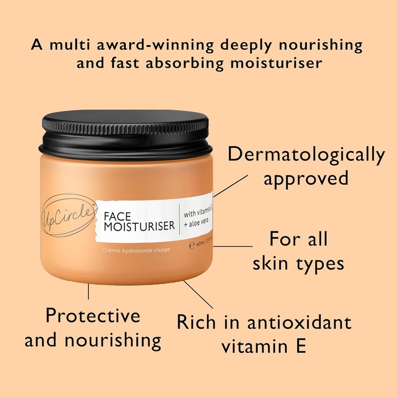 UPCIRCLE Face Moisturiser - Nourishing Day Cream with Argan Powder, Vitamin E & Aloe Vera | 1.7oz, Vegan & Cruelty-Free