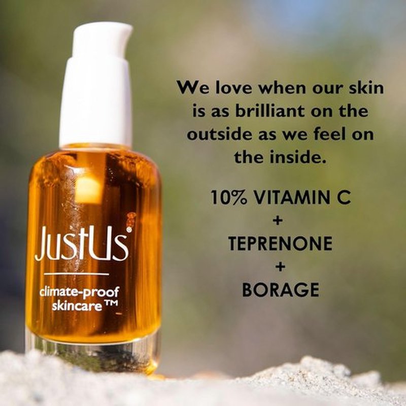 JustUs Skincare Brilliance - Vitamin C Oil Serum for Face | Reduces Age Spots & Discoloration - 30ml