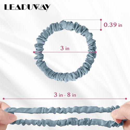 24 Pack Silky Soft Hair Ties, Silk-Like Skinny Scrunchies No Damage Elastic Ponytail Holders for Curly, Thick or Thin Hair, Women and Girls