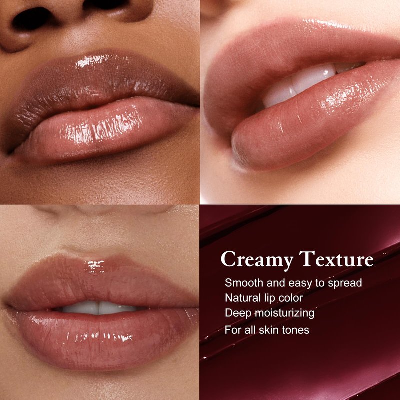 Wugbc 2 PCS Tinted Lip Balm Hydrating Sheer Natural Glossy Lip Care Balm for Repairing Dry Lips Lightweight Black Candy Color Non-Sticky Lipstick Makeup for All Skin Tones