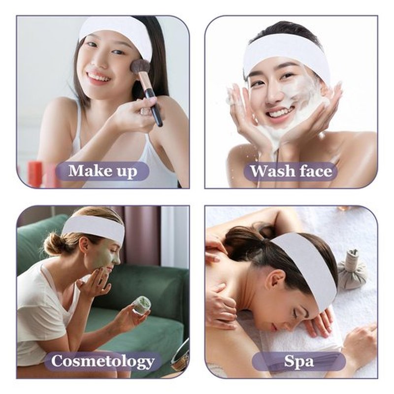 BREENHILL 150 Count Disposable Spa Facial Headbands with Convenient Closure,Stretch Facial Headwraps Soft for Facials Skincare Spa