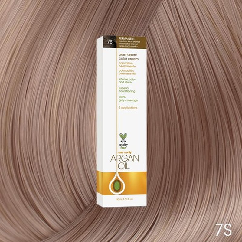 One N' Only Permanent Hair Color - Argan Oil Infused Dye for Rich Tones & Gray Coverage - 7S Medium Sand Blonde (3 oz)