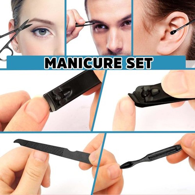 Manicure Set 7 PCS Nail Clippers Kit, Bafezoze Mens Grooming Kit, Initial Christmas Stocking Stuffers for Men Boys Letter J