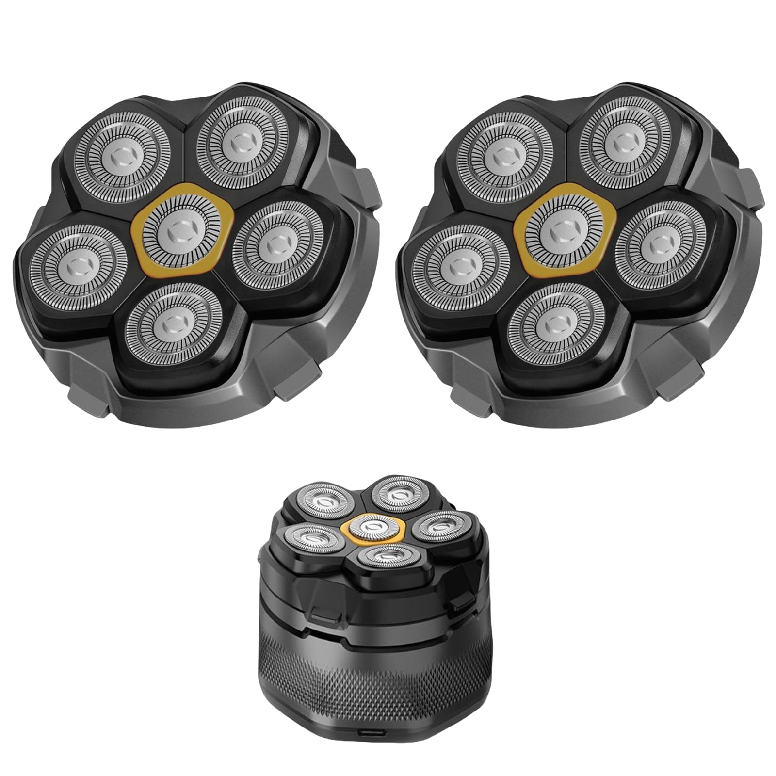 Magnetic 6 Blades Head Shaver Replacement Heads for Many 6D Magnetic Electric Razor,Newly Designed Magnetic 6D Blade Head Compatible with Head Shavers for Bald Men,2 Pack Travel Size for Ufree,Doao