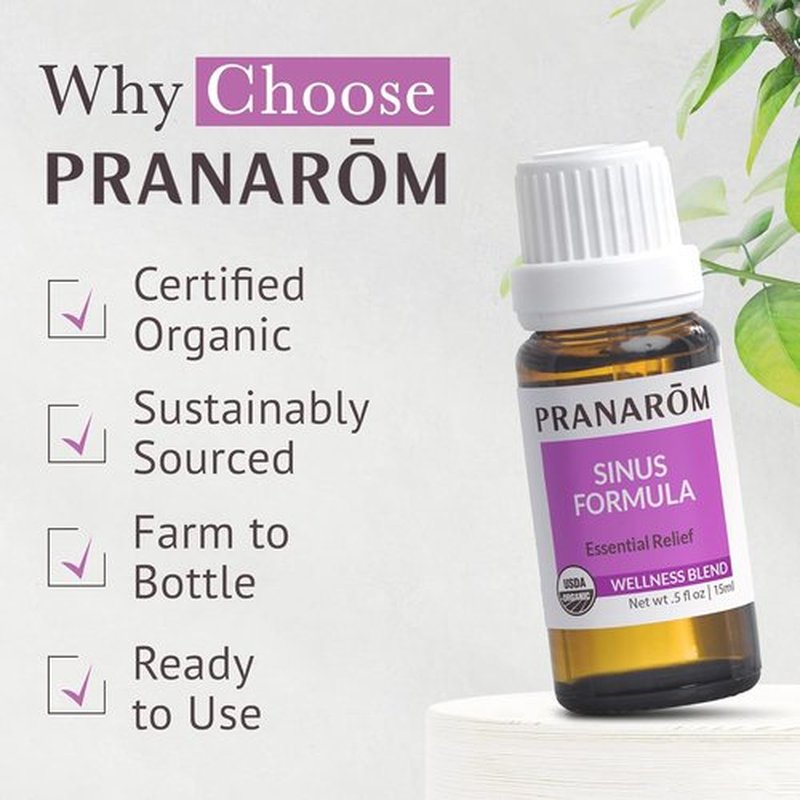 Pranarom - Organic Sinus Formula Essential Oil Blend for Wellness | 15ml Aromatherapy Oil