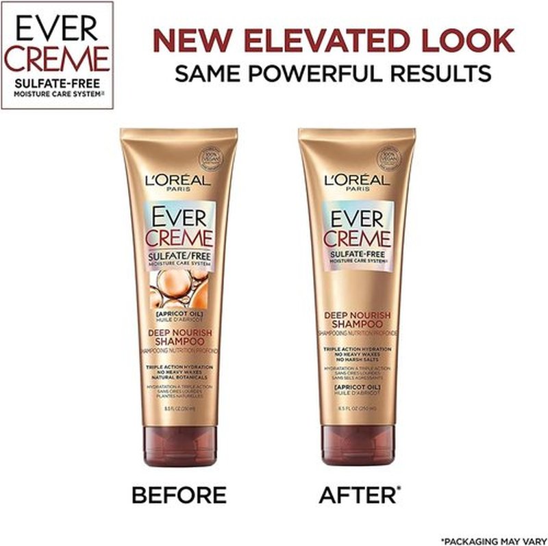 L'Oreal Paris EverCreme Sulfate-Free Deep Nourish Shampoo - 8.5 Oz | Pack of 2 for Healthy Hair