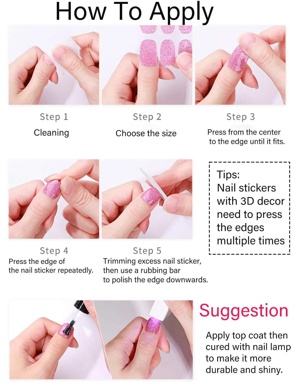 Wahrshei Gel Nail Strips No UV, Light Plum, UV Free, Long Lasting Gel Stickers - Contains 22 Wraps, 1 Prep Pad, 1 File