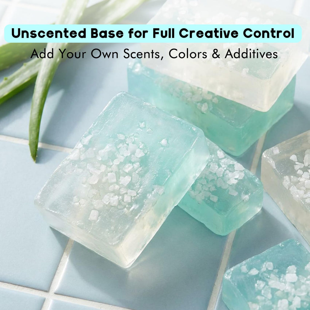 EDSRDPLT 1 lb Unscented Glycerin Soap Base – Melt and Pour Soap Base for DIY Crafting, Easy Cut, Smooth Melt & Clean Pour (Transparent, 1 Pound)
