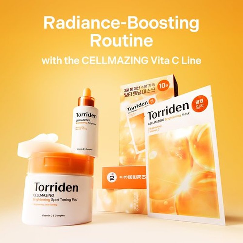 Torriden CELLMAZING Vita C Toning Pad (70 Pads) | Daily Exfoliating & Radiance Pads for Smooth, Even-Looking Skin |5D Vitamin C, Niacinamide, Glutathione Liposome, PHA | Korean Skincare