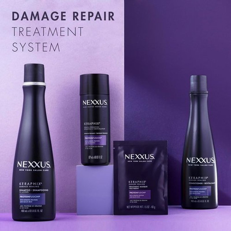 Nexxus Keraphix Damage Repair Treatment Cream - Strengthens Damaged Hair with Keratin & Black Rice | 6 oz
