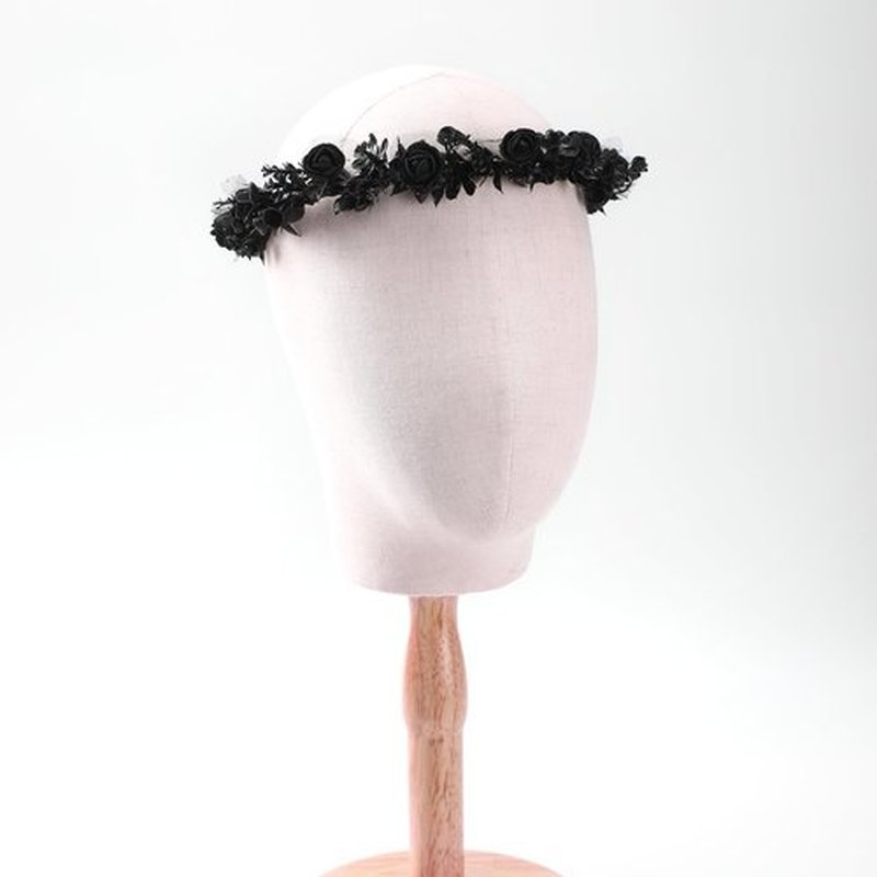 KorViSHOW Black Floral Headpiece - Women's Elegant Lace Foam Rose Headband With Flowers for Hair Accessories, Wedding, Party, Birthday Gift, Photo Props