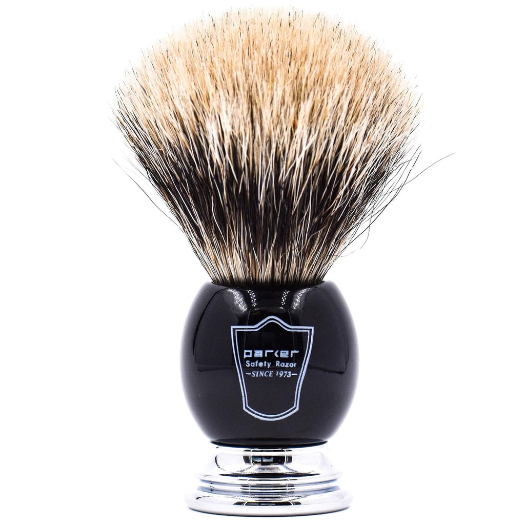 Parker Safety Razor 96R Men's Classic Bronze Butterfly Open Safety Razor Shave Set - Includes 3-Band Pure Badger Shave Brush, Chrome Stand & 5 Premium Double Edge Blades